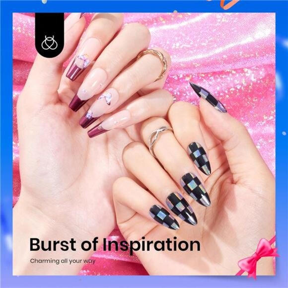 Metallic Chrome Nail Powder Kit Black White Colors Gel Polish Mirror - Picture 4 of 7